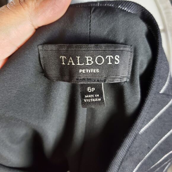 Talbots Women Petite Stripe A-Line Midi Black Wool Blend Skirt Sz 6P Office Wear - Picture 6 of 8